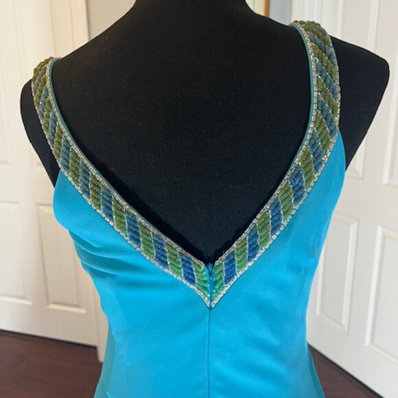 NWT Xcite Formal Dress Sleeveless Jersey Blue Fabric Size 14 - Picture 4 of 9